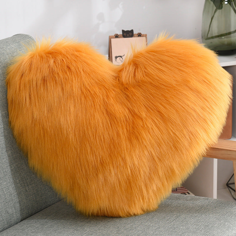 Heart Shape Long Plush Fluffy Pillow Covers