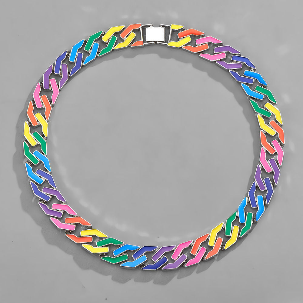 Rainbow Cuban Necklace Bracelet