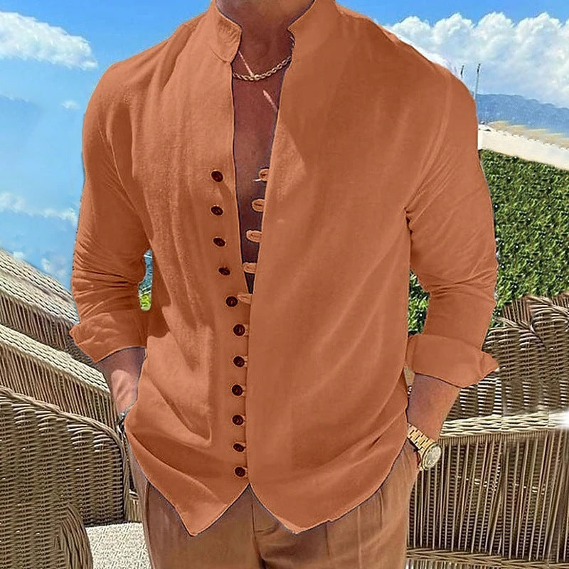 Men's Button Design Long-sleeved Shirt