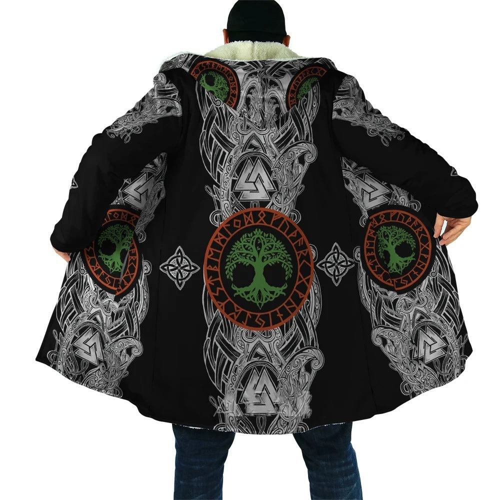 Men's Viking Wool Fleece Hooded Cape