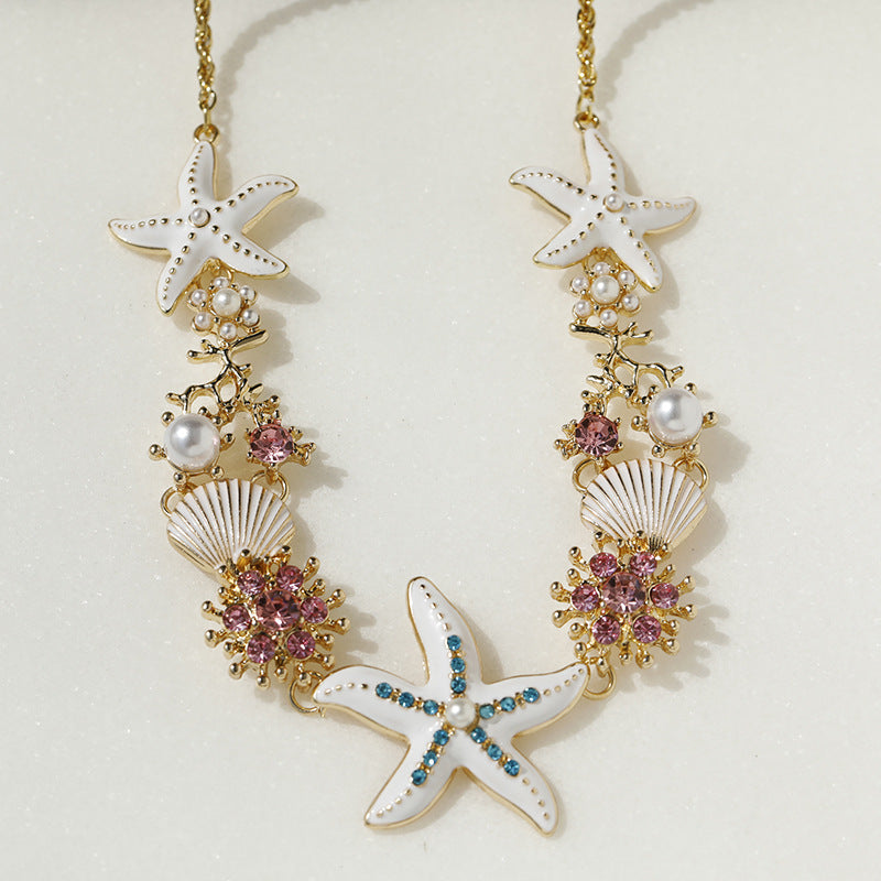 Starfish Shell Clavicle Chain Necklace