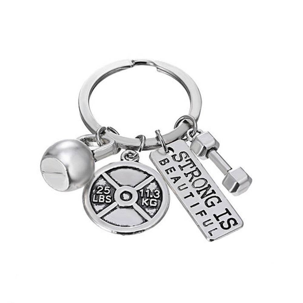 Dumbbell Barbell Kettlebell Keychain