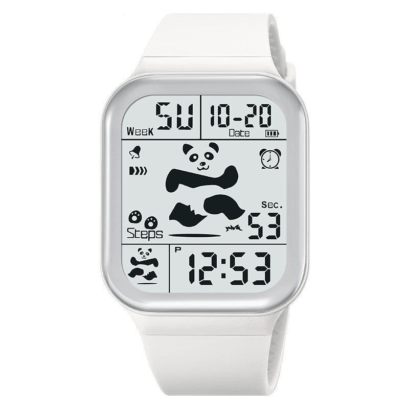 Square Polychrome Panda Waterproof Multifunctional Watch