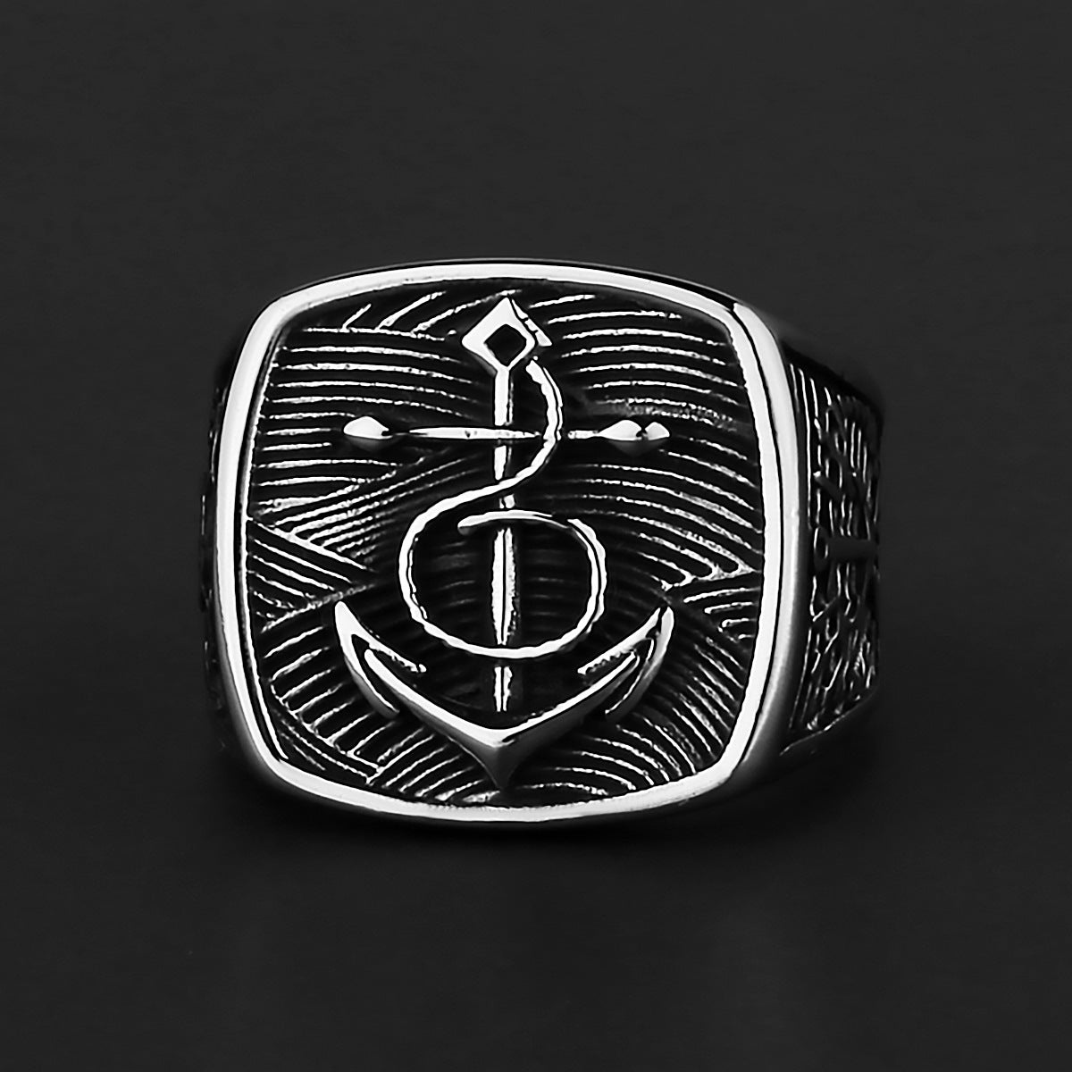 Nordic Viking Boat Anchor Titanium Steel Ring