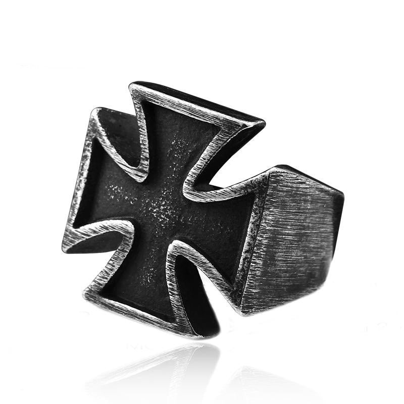 Men's Antique Black Iron Cross Ring