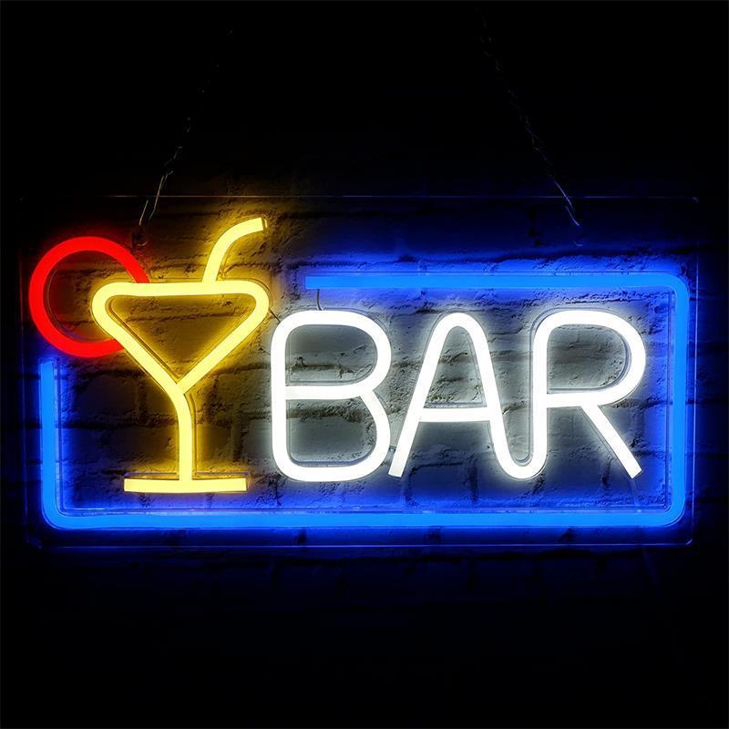 Brightly Colored Neon Bar Lights