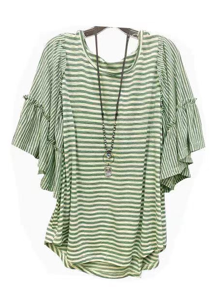 Summer Round Neck Striped Top