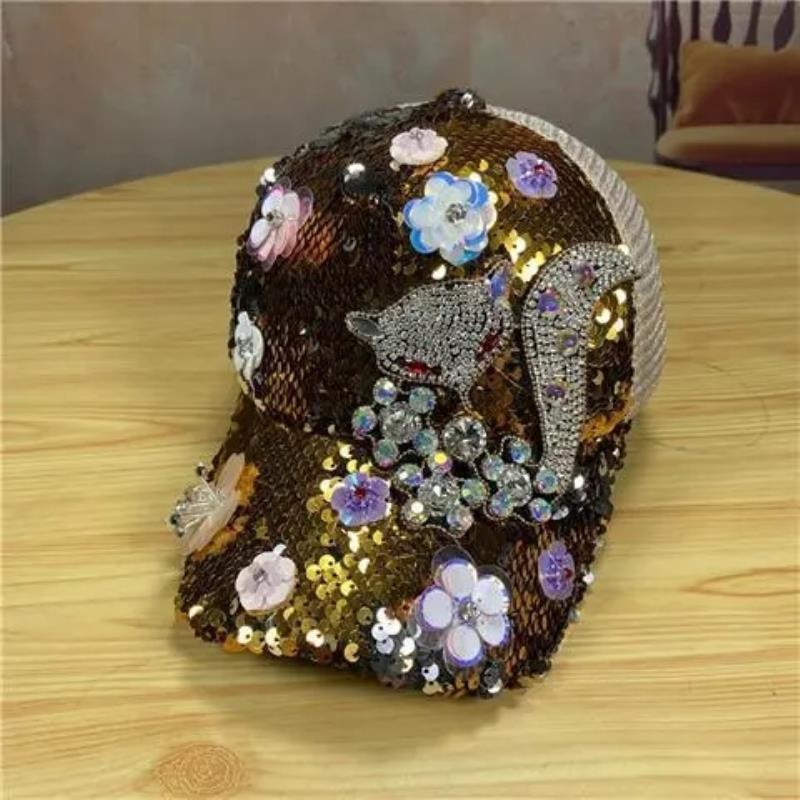 Rhinestone Fox Flower Hat