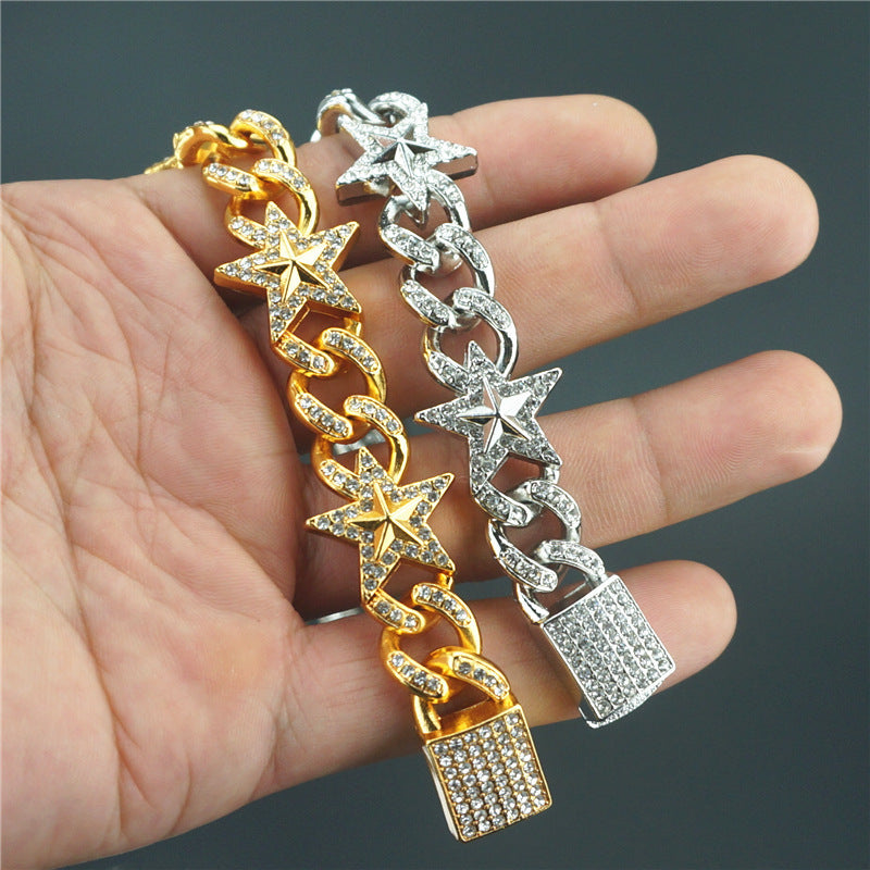 Hipster Star Cuban Link Chain Bracelet