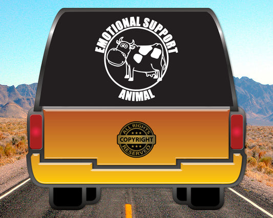 Emotional Support Animal, COW Vinyl Decal