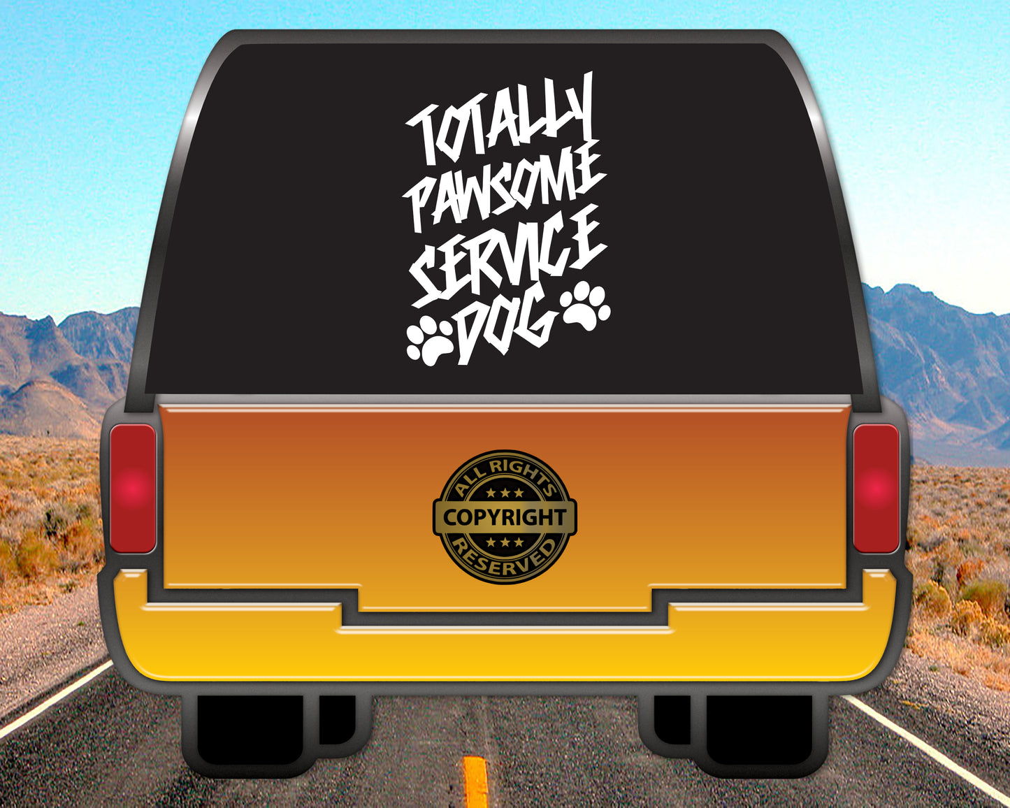 Totally Pawsome Service Dog, Vinyl Decal