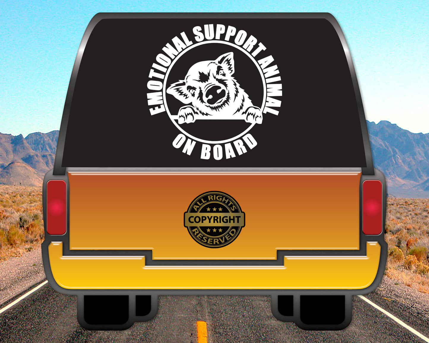 Emotional Support Animal on Board, Pig, Vinyl Decal