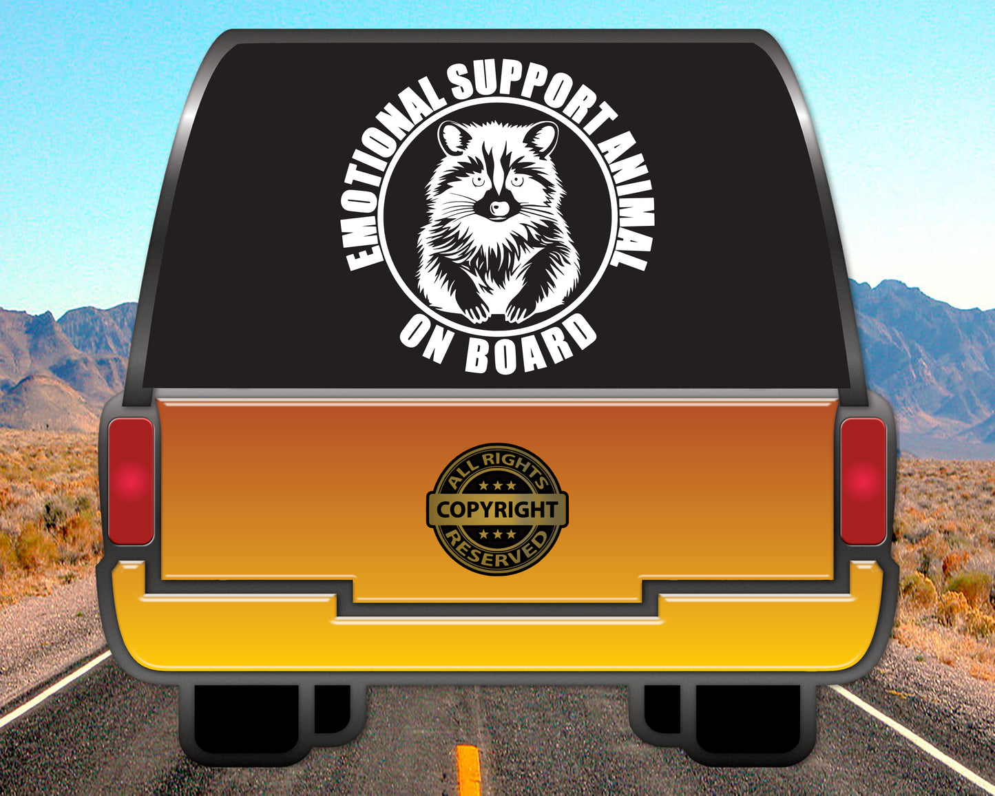 Emotional Support Animal on Board, Raccoon, Vinyl Decal