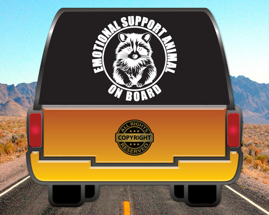 Emotional Support Animal on Board, Raccoon, Vinyl Decal