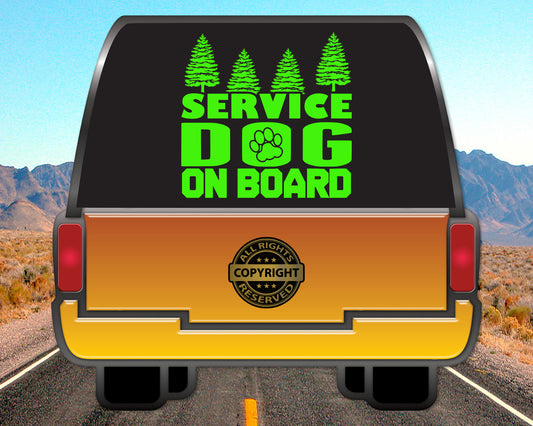 Service Dog on Board, Forest, Vinyl Decal