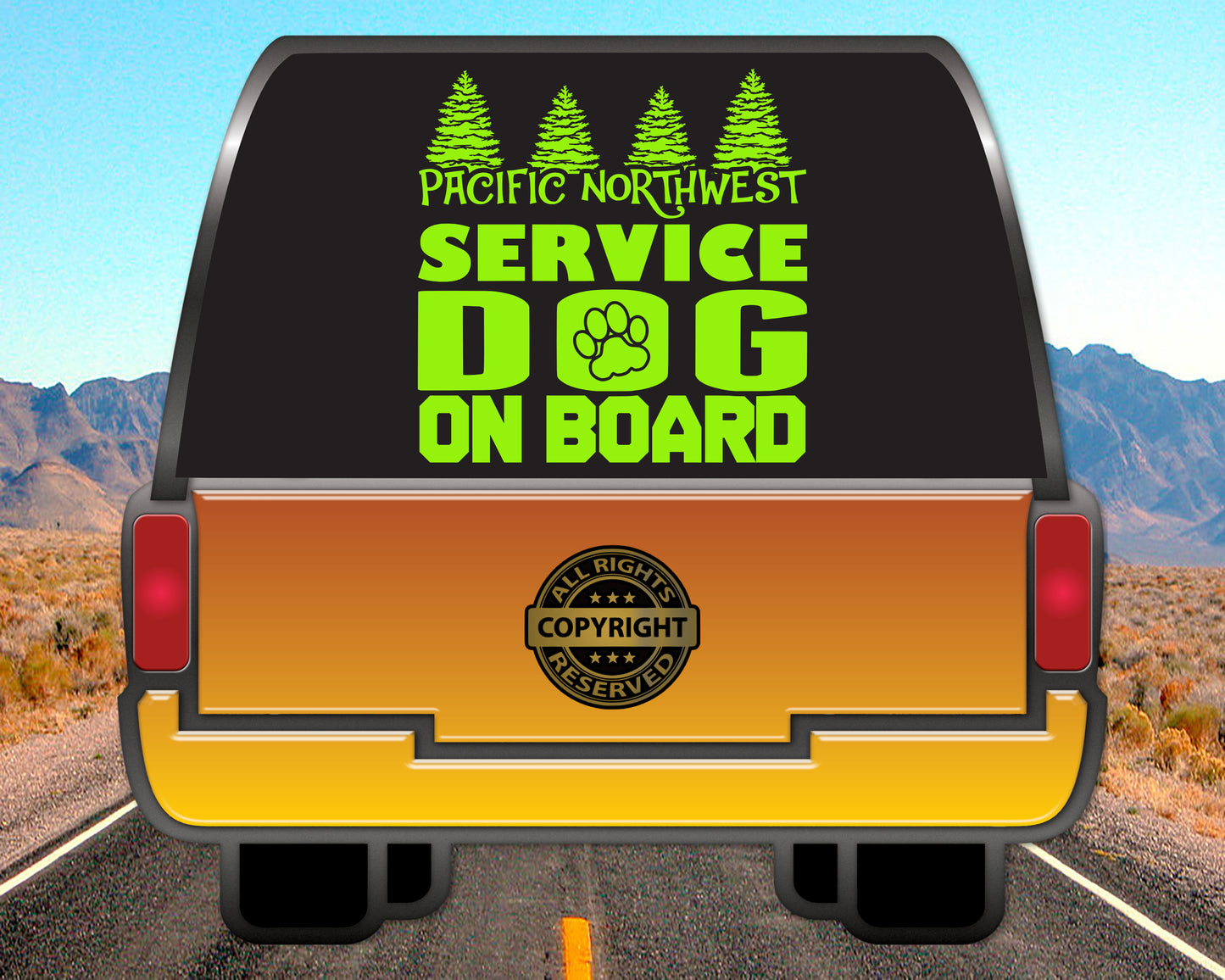 Pacific Northwest Service Dog on Board, Vinyl Decal