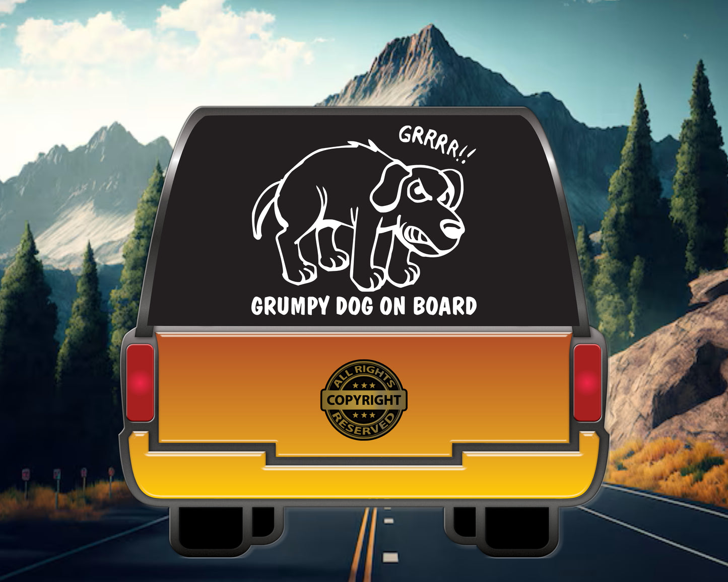 Grumpy Dog on board, Vinyl Decal