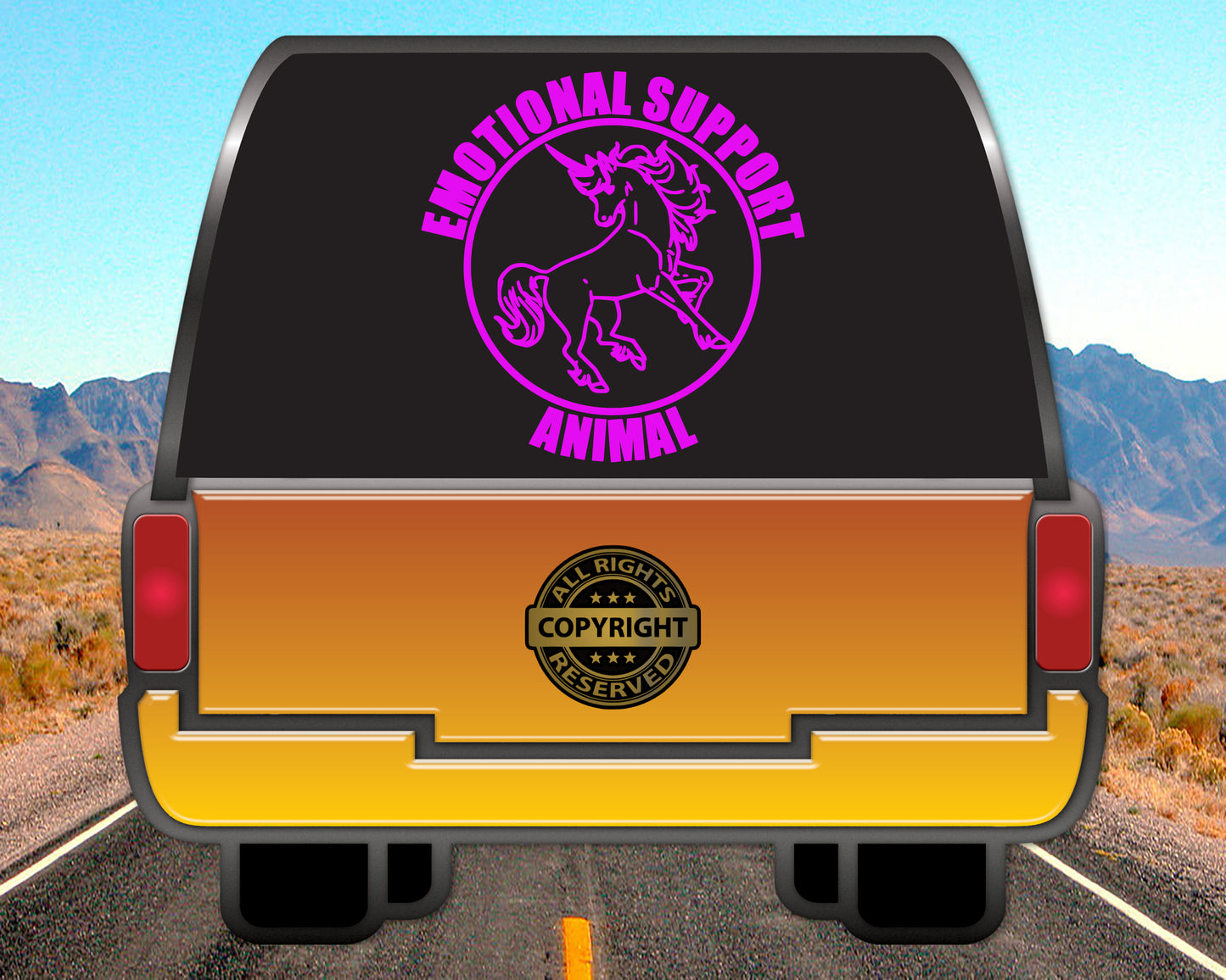 Emotional Support Animal, Unicorn Vinyl Decal