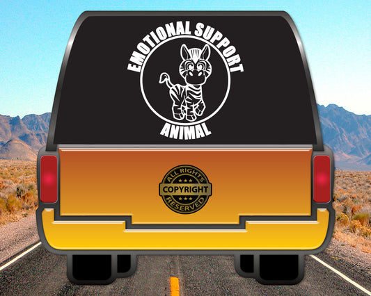 Emotional Support Animal, Zebra Vinyl Decal