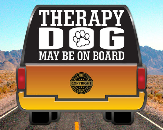 Therapy Dog may be on board, Vinyl Decal