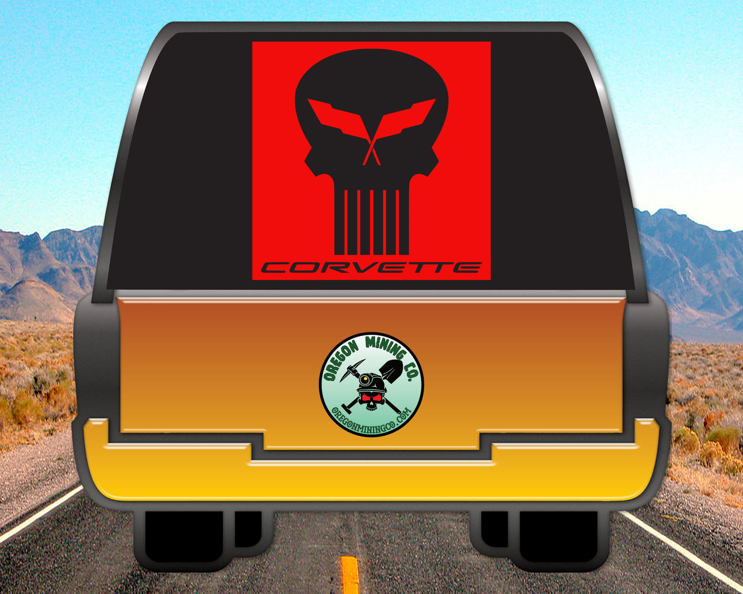 Chevrolet Corvette Skull, Auto Vinyl Decal