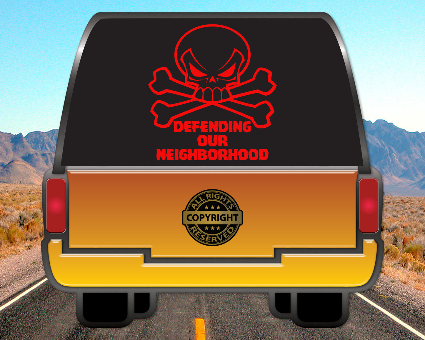 Defending our Neighborhood Skull, Vinyl Decal