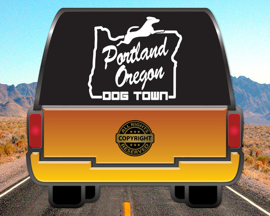 Portland Oregon Dog Town, Vinyl Decal