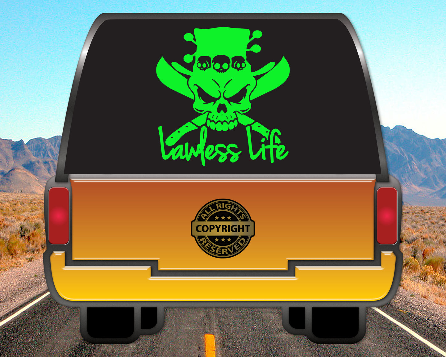 Lawless Life Voodoo Skull, Vinyl Decal