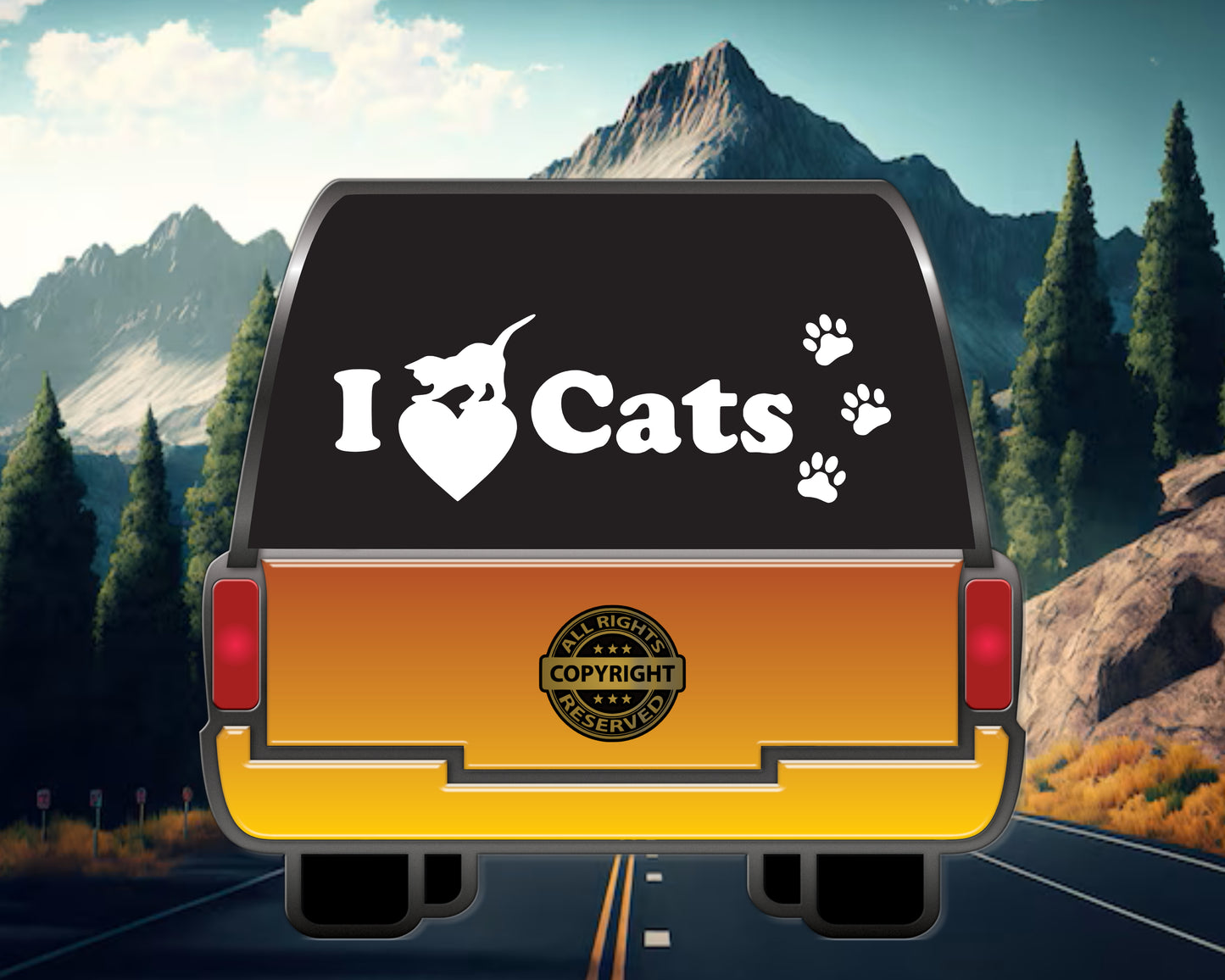 I Love Cats, Vinyl Decal