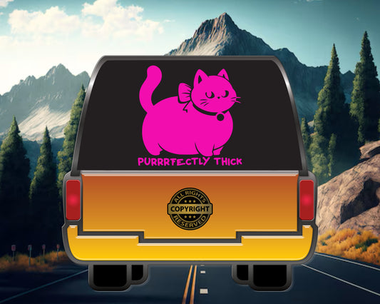 Purrrfectly Thick, Cat, Vinyl Decal