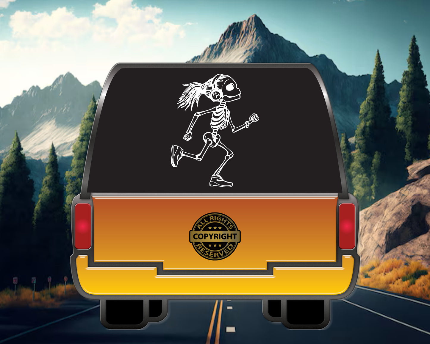 Female Skeleton Runner, Vinyl Decal